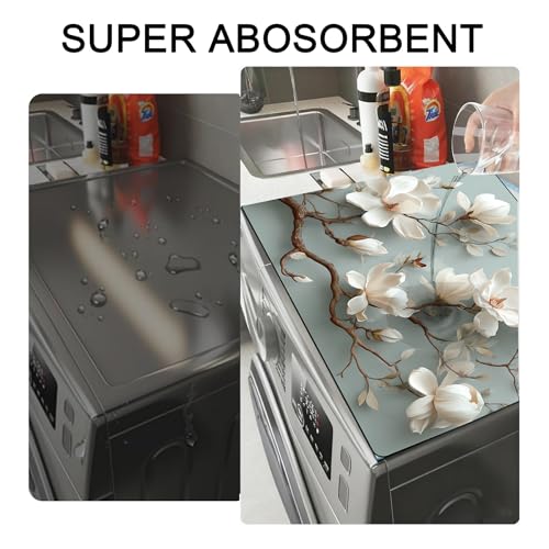 Image of Washer and Dryer Covers for the Top, Non-slip Dryer Top Protector Mat, Dust-proof Washing Machine Cover, 23.6 inch x 19.7 inch (Magnolia, 23.6 inch x 23.6 inch)