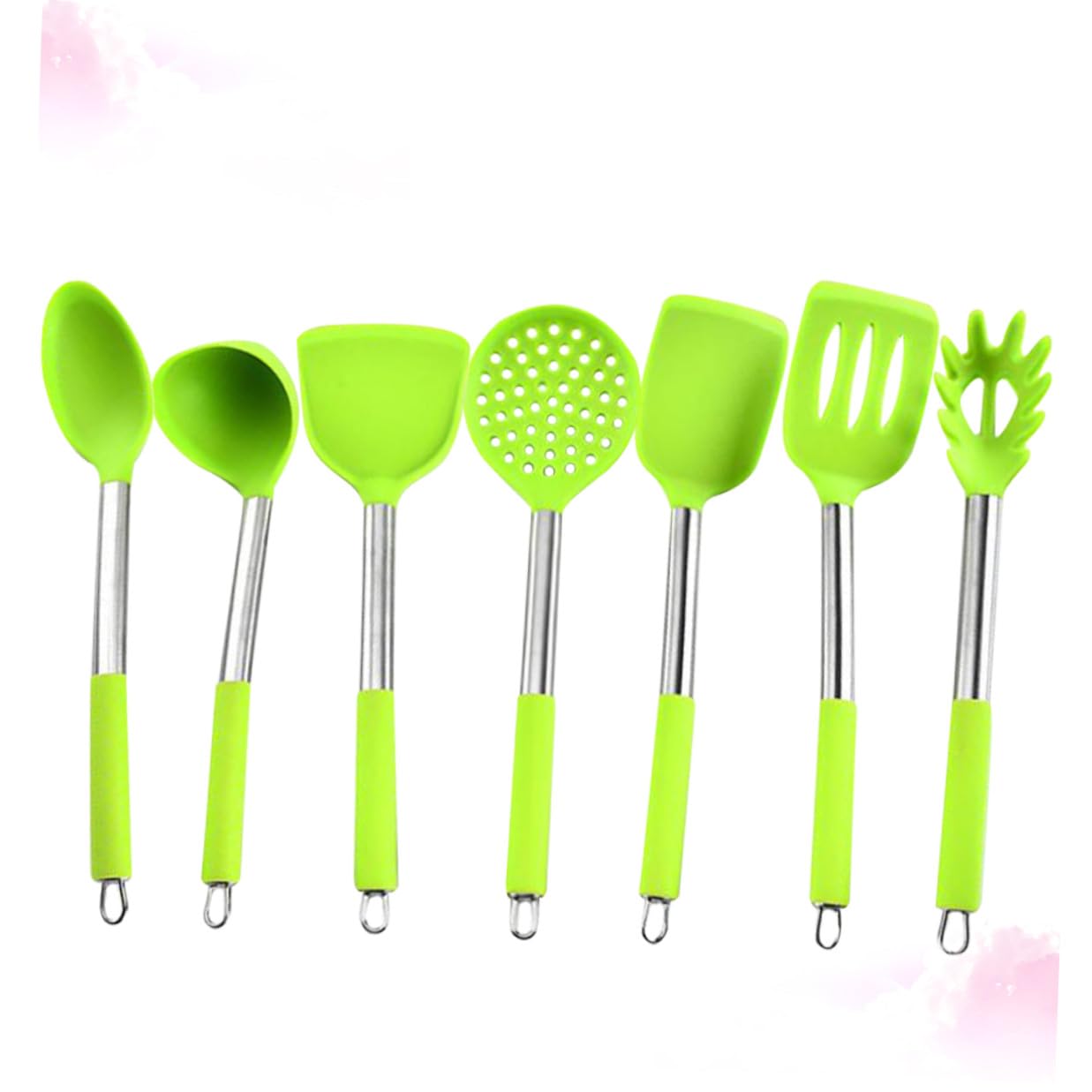 Set Utensili Cucina Silicone 7 Pezzi Manico Acciaio Inox