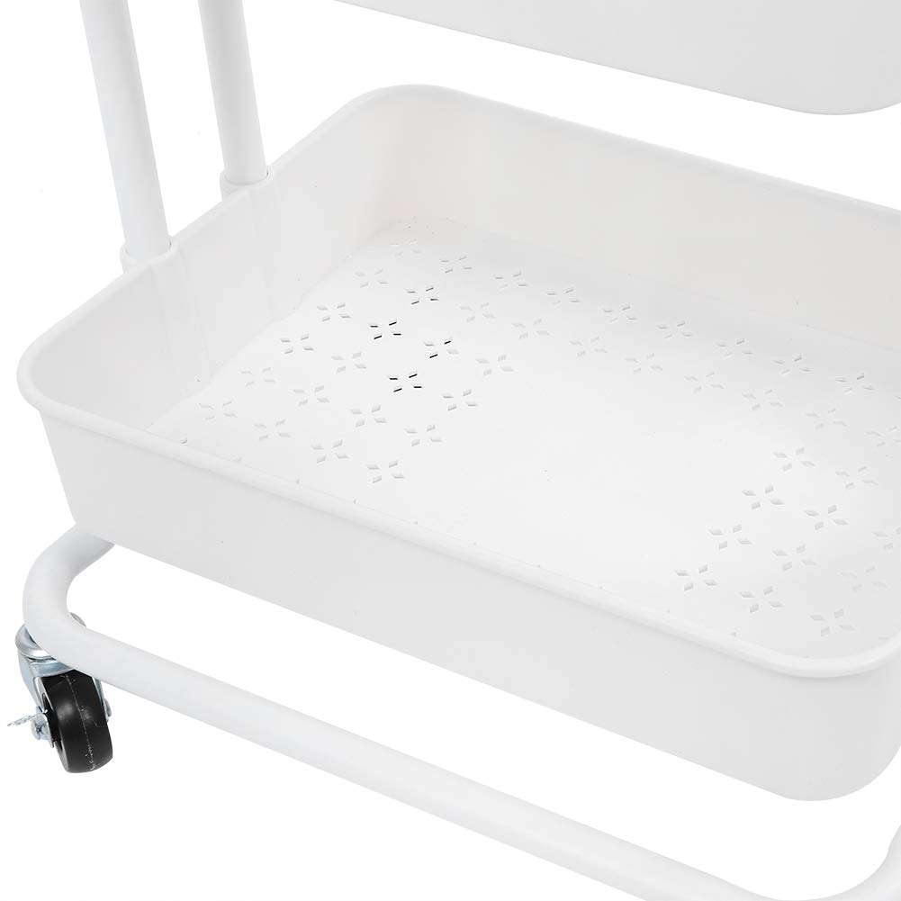 para Carrito de Almacenamiento, Carrito utilitario con Ruedas Delgado de 3 Niveles con estantes Huecos, para Cocina, despensa, baño, con Ruedas y asa para un fácil (Blanca)