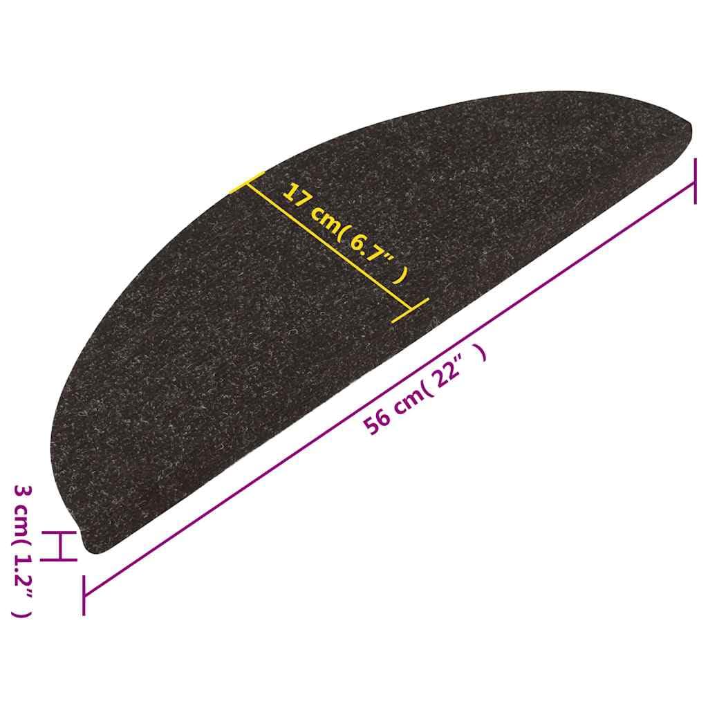 Alfombrillas autoadhesivas de fieltro punzonado, color negro, 56 x 17 x 3 cm, 10 unidades, antideslizantes, para peldaños de madera con tiras adhesivas, amortiguan el sonido y lavables