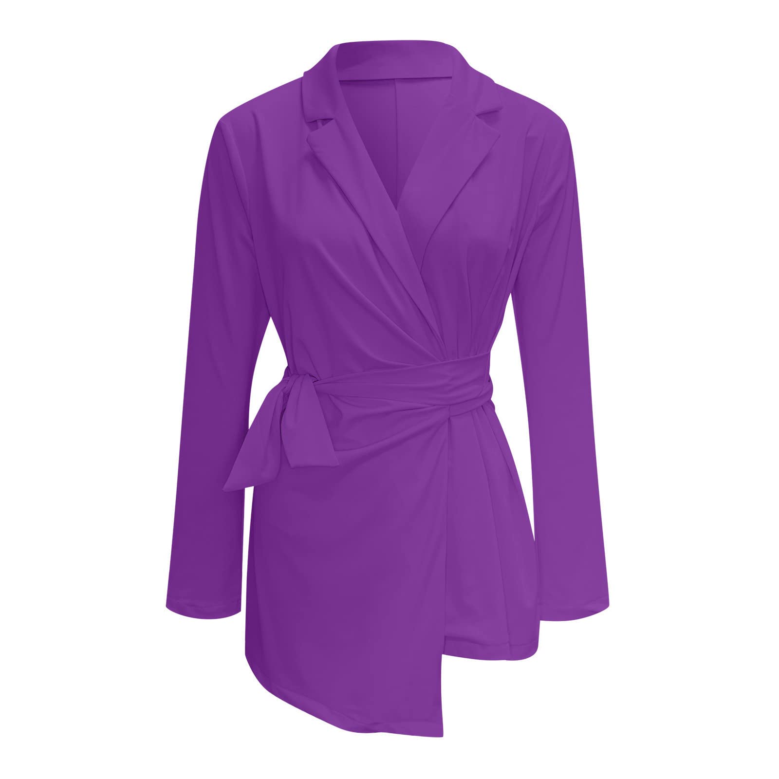 Generisch Blazer élégant pour femme - Col uni - Cravate à manches longues
