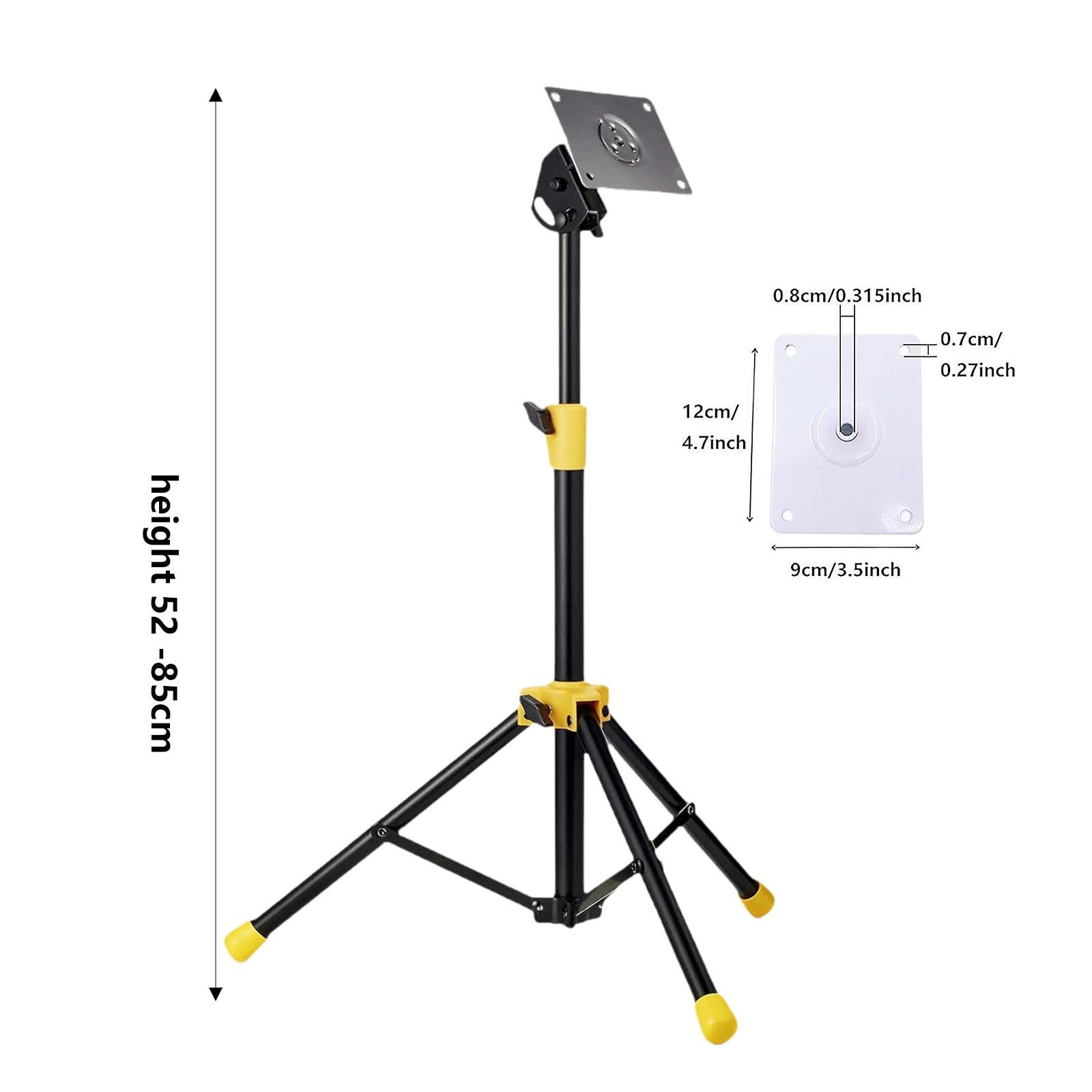 Soporte de Montaje Robusto Y Resistente con Placa Metálica para Instrumentos de Percusión Electrónica Y Pads de Altura Ajustable de 52 Cm a, Amarillo Negro