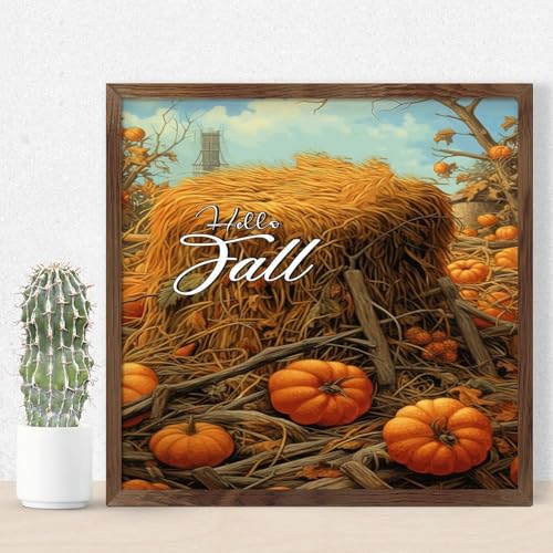 Tableau en bois vintage Hello Fall décoration murale haut de gamme