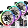 EZDIY-FAB RGB Dual Ring 120mm Ventilator, 5V Moederbord Synchronisatie, Snelheid Instelbare, RGB Sync Ventilator met…