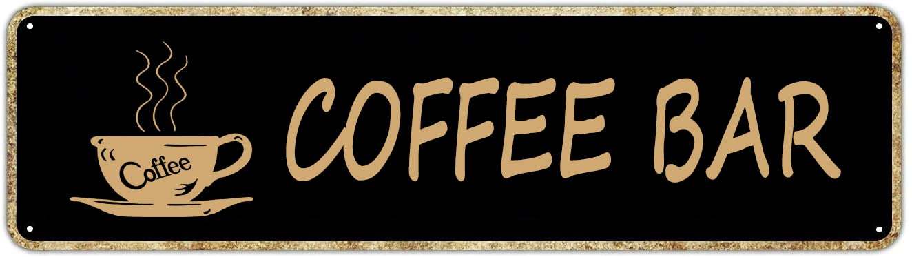 Coffee Bar Vintage Tin Signs Art Plaque Aluminum for Bedroom Garden Wall Barn Coffee Hanging Decor 4x16 Inch