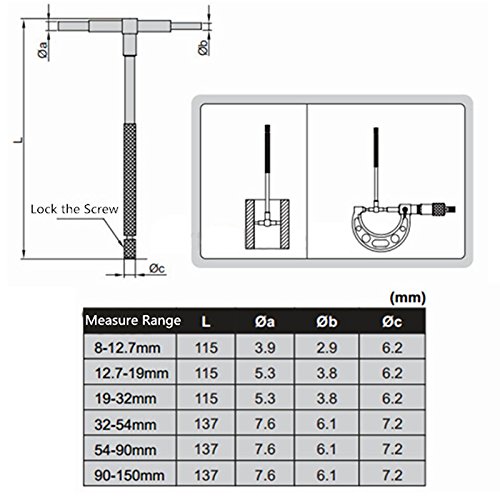 6pcs/set Precision Telescopic Gauge Set Micrometer Measurement Bore Tool Kit 8-150mm