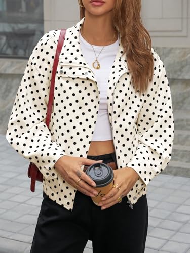 Image of Tankaneo Womens Polka Dot Zip Up Cropped Jackets