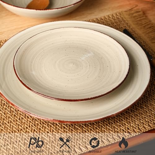 Image of Dinnerware Sets for 6, 18 Piece Stoneware Plates and Bowls Set, Grey