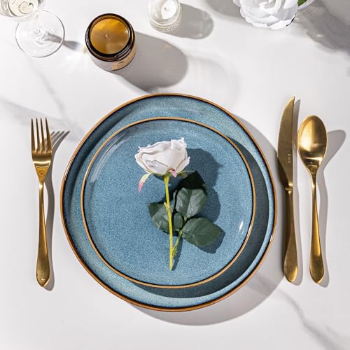 Image of AmorArc Ceramic Dinnerware Sets,Handmade Reactive Glaze Stoneware Plates and Bowls Sets,Highly Scratch Resistant | Dishwasher & Microwave Safe Dishes Set,Service for 6 (18pc)