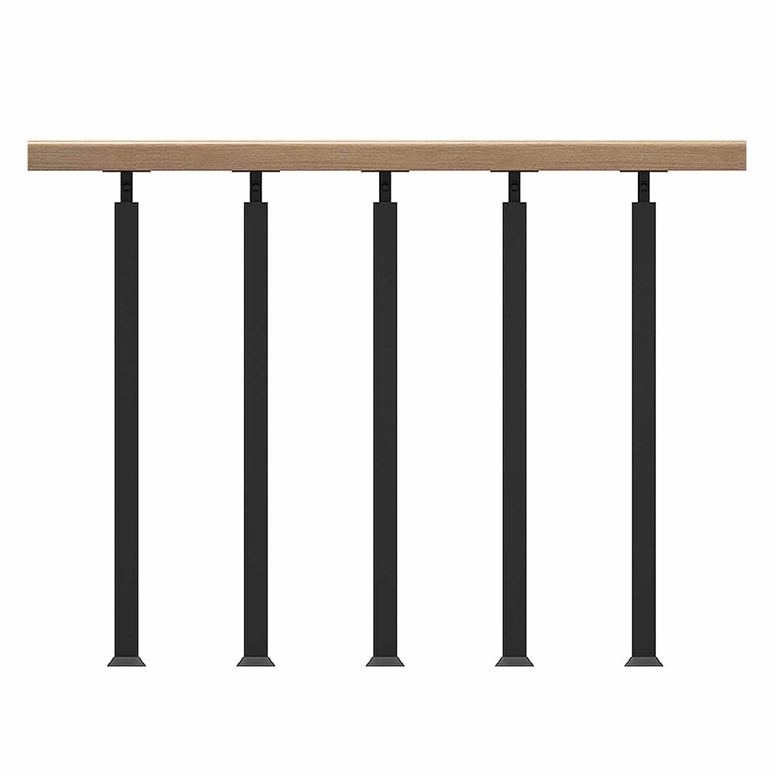 Rampe d'escalier extérieur en bois massif et fer noir mat