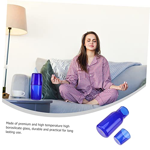 Set de vaso y jarra de vidrio azul 500ml miniatura 7
