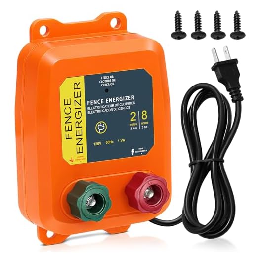 2 Mile AC Powered Low Impedance Electric Fence Charger，0.10 Joule Plug-in Electric Fence Energizer，Contain Small Animals, Keep Out Pests and Wildlife Invasion