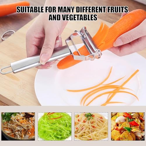 Image of 3 in 1 Vegetable Peeler with Stainless Steel Blade, Julienne Peeler for Vegetables & Fruits, Multi-Functional Potato Carrot Cucumber Peeler