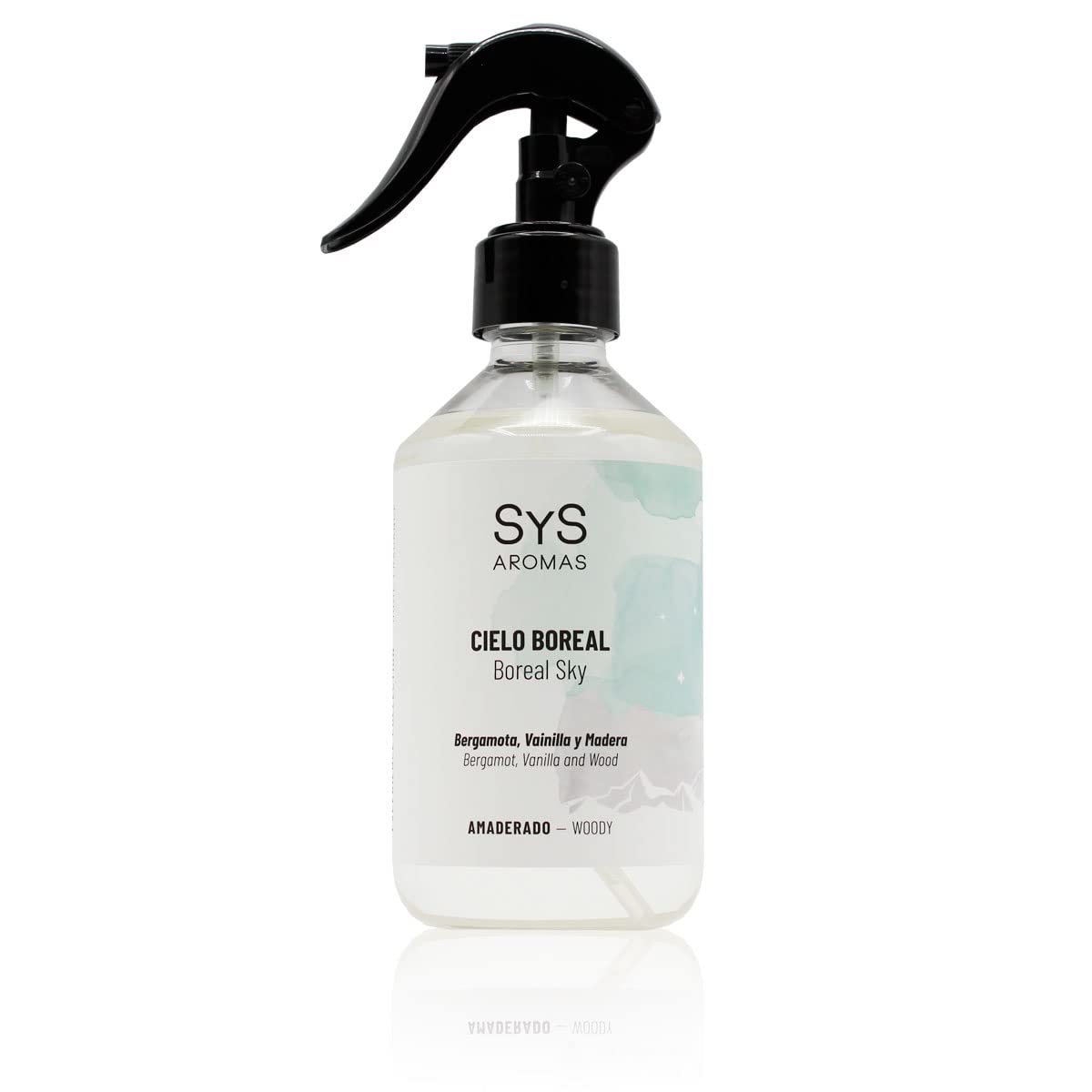 SYS Aromas Ambientador Pulverizador Cielo Boreal - Aroma Amaderado y Dulce - Fragancia Duradera Bergamota, Vainilla y Madera - Ambientador Concentrado en Spray - 300 ml