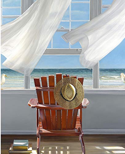 Picture Peddler Lookout by Karen Hollingsworth Open Window Seagulls Ocean Breeze Coastal Beach Art Print Poster (11x14 Print)