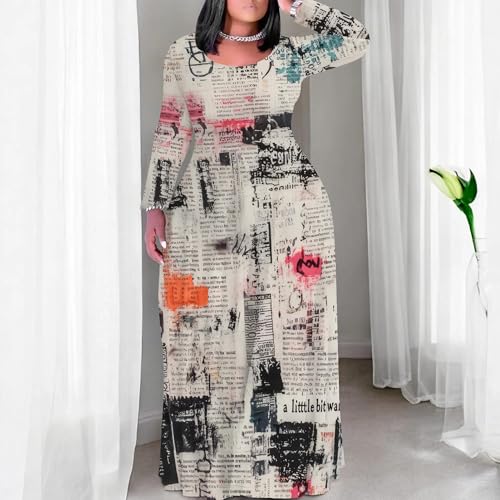 Image of PinkPatty Women's Plus Size Long Sleeve Maxi Dresses T Shirt Boho Sundress Fall Dress with Pockets
