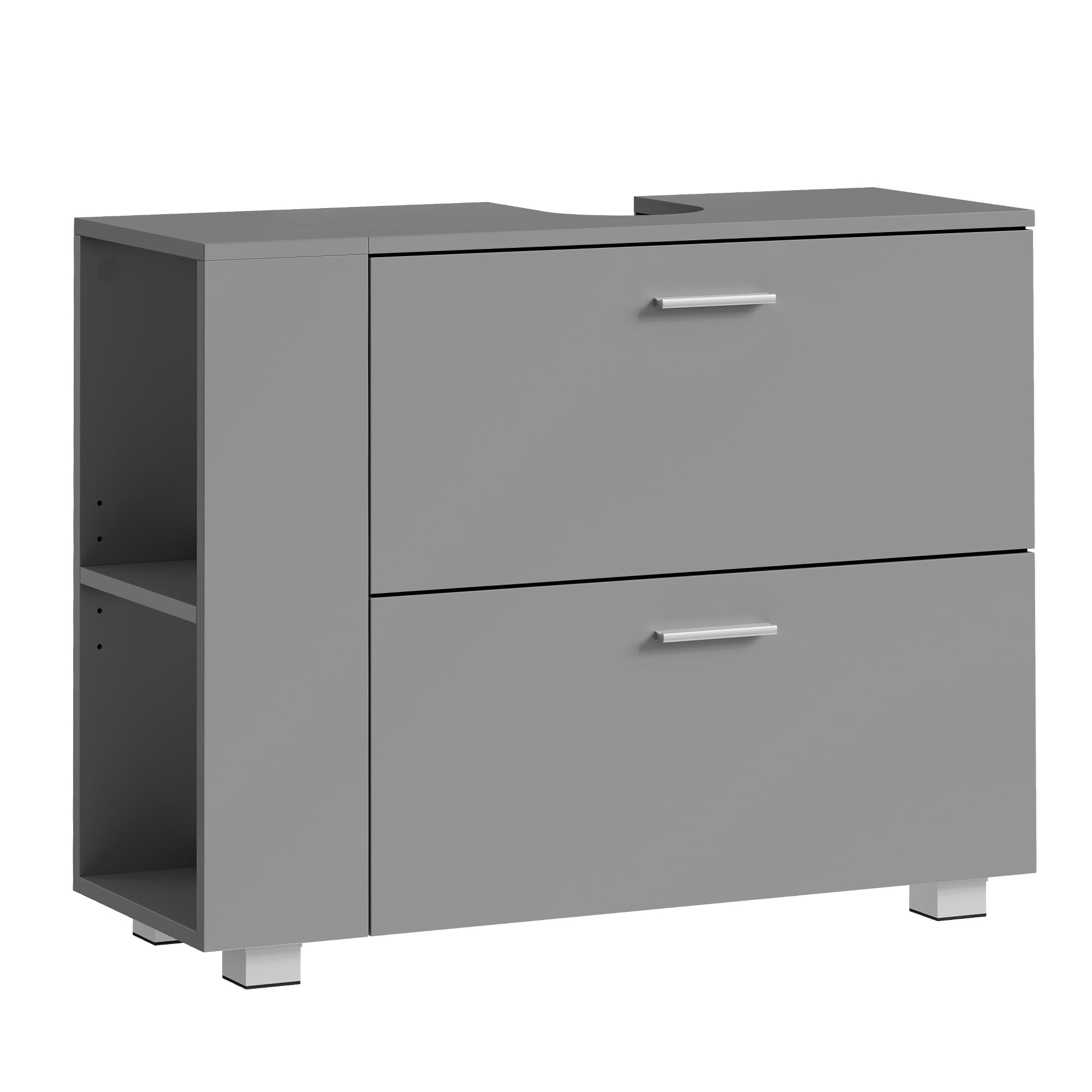 paplinskimoebel Wastafel met onderkast Ribera, hangend of staand, wastafel met onderkast voor badkamer, wasmand, wasmand, extra planken, 2 soft-close-deuren (antraciet, 60 cm
