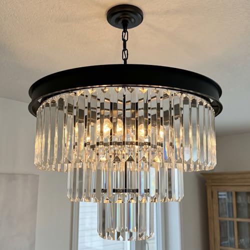 Lustre en cristal noir moderne pour sublimer l'ambiance d'une chambre chic