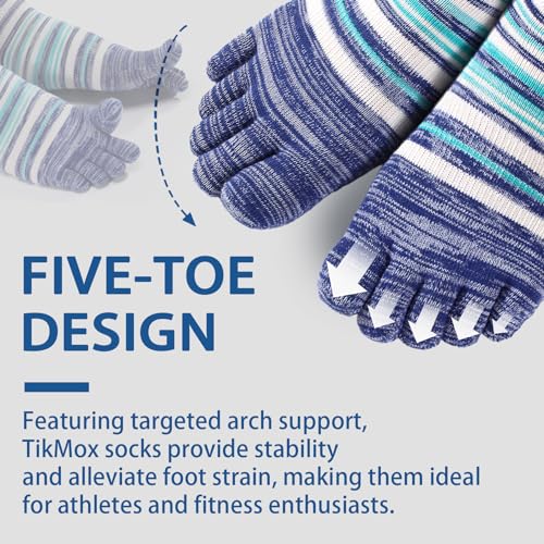 Image of Womens Crew Toe Sock, Colorful Cotton Toe Socks for women Arch Support, Casual Calf Running Five-Toe Design(3&6pairs)