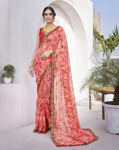Sari georgette fluide pour célébrer vos festivals et mariages indiens