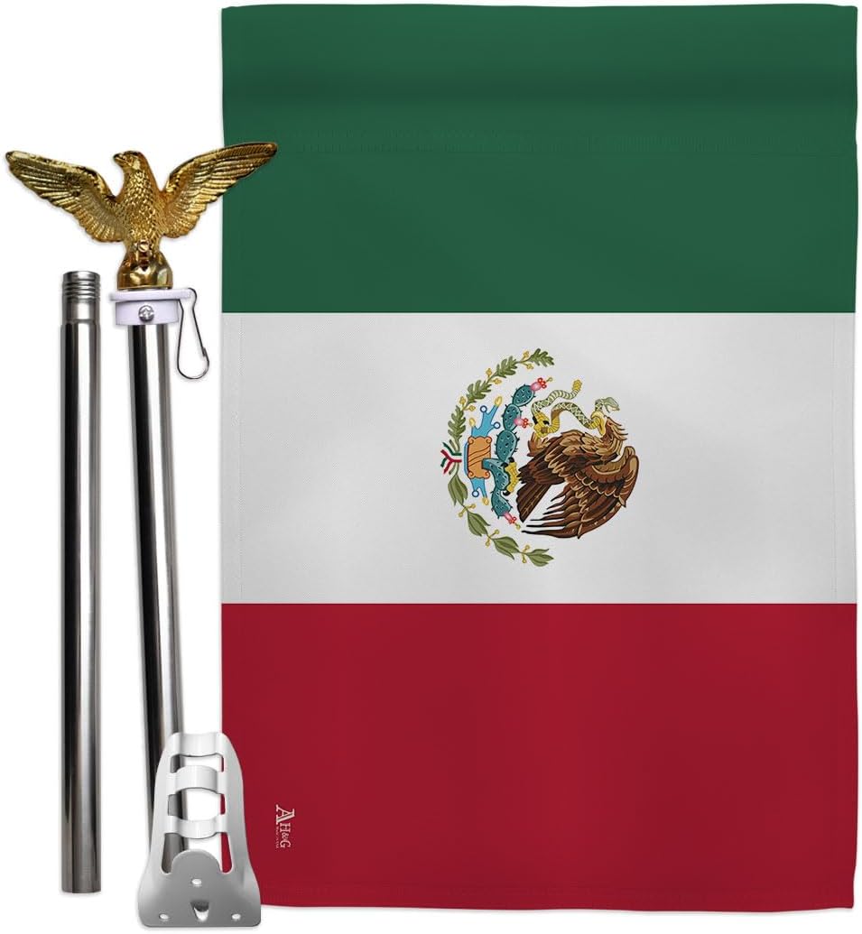 Copa America 2024 Mexico Flag Eagle Pole Kit Bandera para Mexican Decor Stand Set FIFA Sports Fan Gifts World Cup 2026 Wall Tapestry Football Soccor League Patriotic Decorations Made in USA