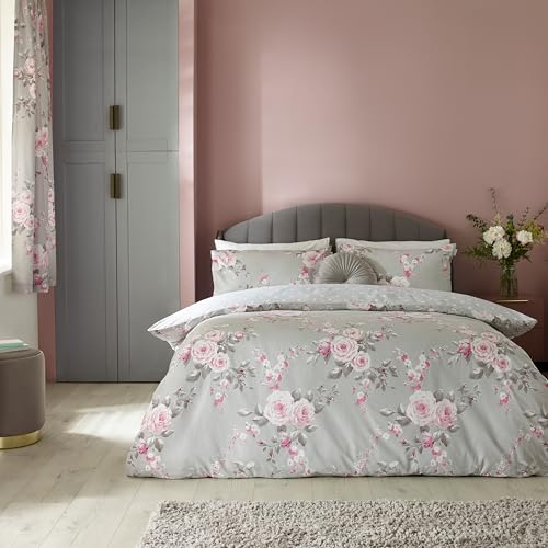 Catherine Lansfield Bedding Canterbury Floral Single Duvet Cover Set with...