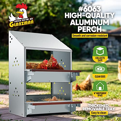 Chicken Nesting Boxes - Chicken Nesting Boxes For Laying Eggs, 4 Compartment Metal Poultry Nest Box Wall Mount And Aluminum Perch For Chickens, Hens, Ducks, Chicken Coop Easy To Clean And Collect Eggs #TOP1