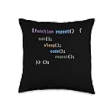 Function Repeat Eat Sleep Code Repeat Programmer Throw Pillow