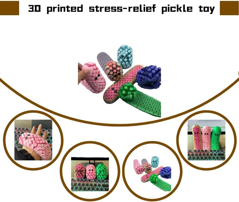 Pickle Fidget Toy, 7in Articulated Bendable Sensory Toy, Soft Plastic Stress Relief Toy for Adults & Kids, Flexible Jointed Pickle for Anxiety Relief and Fine Motor Skills (Green)