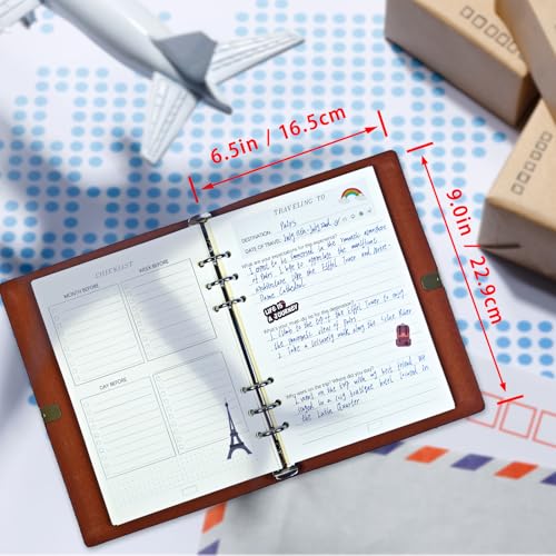 Image of Travel Journal for Women Men and Couples, Leather Travel Notebook with Prompts, Travel Memory Book & Adventure Book (Brown)
