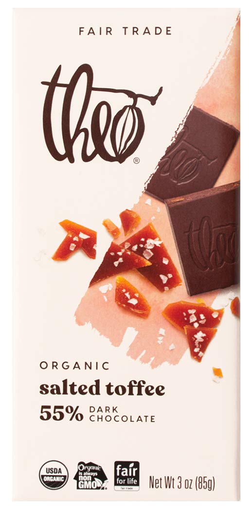 Theo Chocolate Salted Toffee Dark Chocolate Bar
