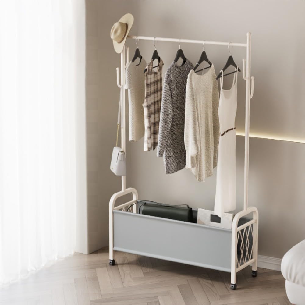 Portant à vêtements en métal réglable et solide pour dressing ou commerce