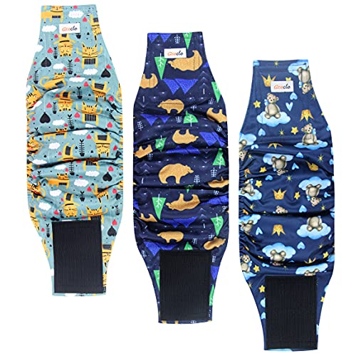 Grecle Premium Male Dog Wraps - High Absorbency Male Dog Diapers (Pack Of 3) - Washable Belly Band For Male Dogs Incontinence And Puppy Training (Bear, S) #TOP3