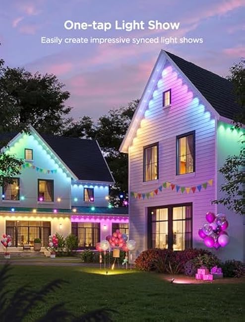 Govee Permanent Outdoor Lights 2, 100ft RGBIC Outdoor Lights with 72 LED Lights, IP67 Waterproof, 100 Scene Modes with 40lm White for Outdoor Decorations, Works with Alexa, Google Assistant, White