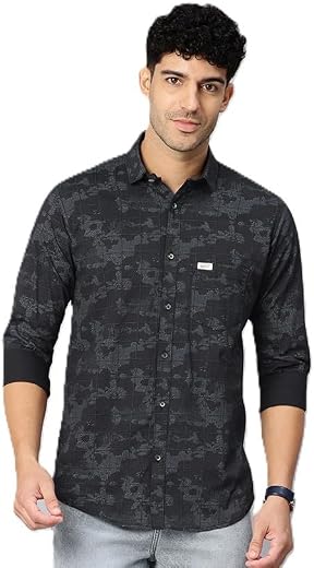 Majestic Man Stylish Geomatric Print Casual Shirt – Pure Cotton| Full Sleeve | Trendy &amp; Comfortable