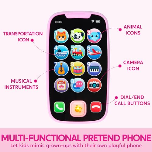 JOYIN Kids Learning Phone and Remote Toy, Pink Smartphone Toys with Music for Infants, Kids, Holiday Stocking Stuffers, Birthday Gift for Girls - Image 4