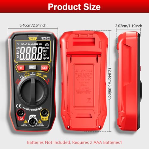 Image of Serplex Digital Multimeter Electrical Tester 4000 Counts with AC /DC Voltage, Current, Resistance, Capacitance, Frequency, NCV Non-Contact Voltage Diagnostic Tool for DIY, Electronics (No Battery)