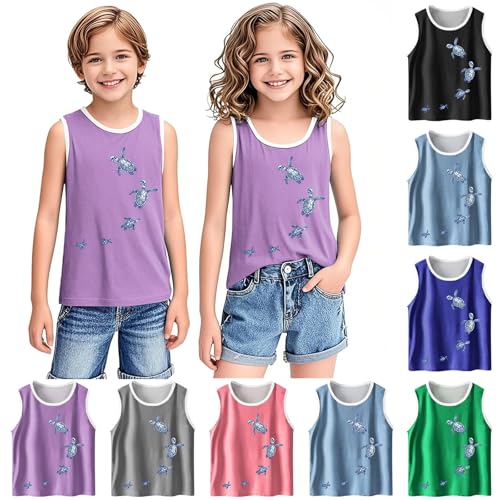 3-15T Baby Boy and Girls Sport Tank Tops Cute Sea ​​Turtle Graphic Tees Vest Sleeveless Loose Comfy Basic Shirts2