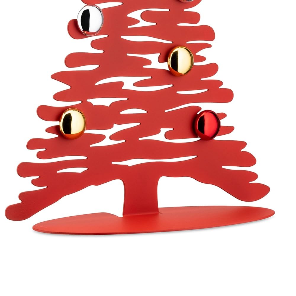 Alessi Bark for Christmas BM06/30 R - Decorazione Natalizia di Design a Forma di Albero in Acciaio Inox, Rosso