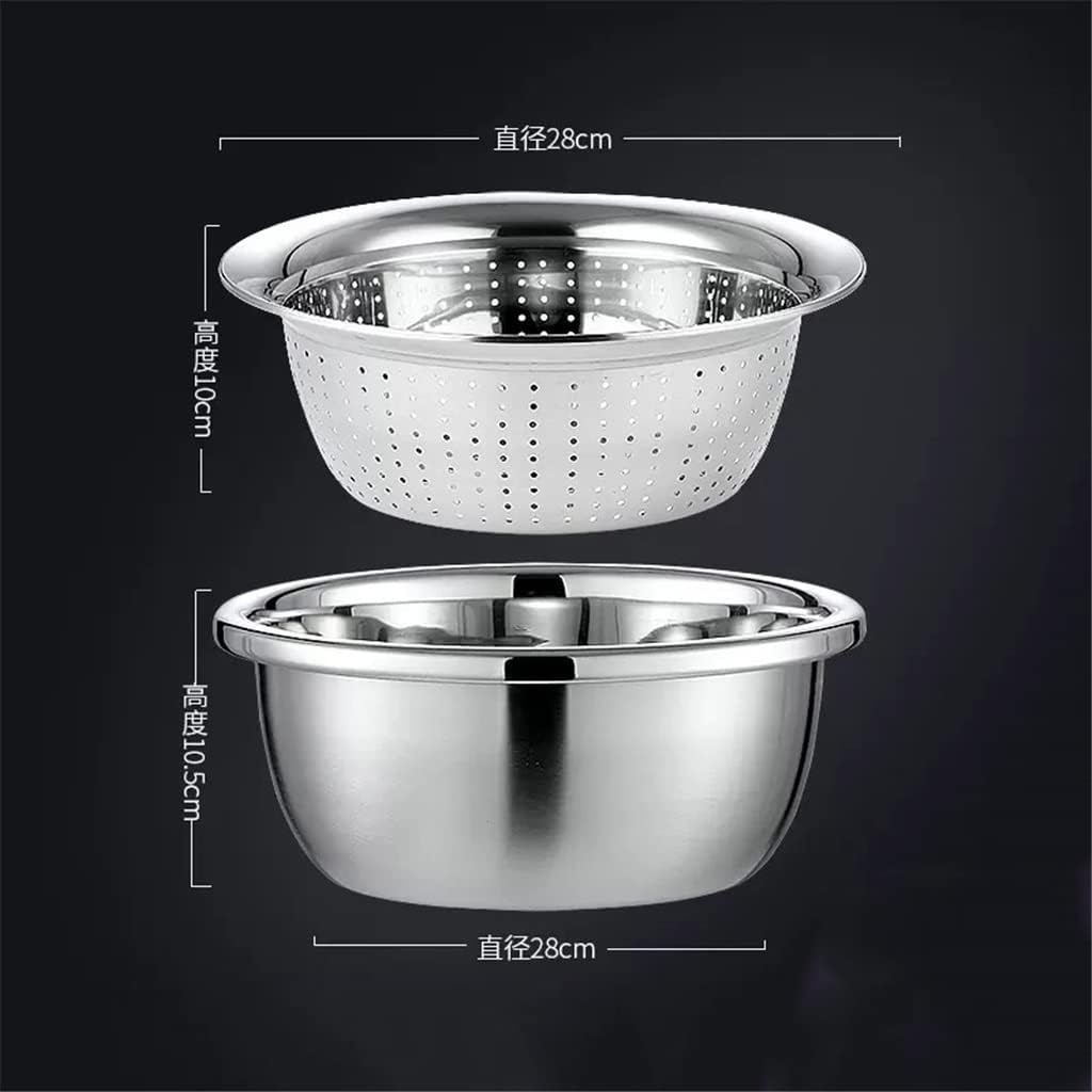 Round Basin Stainless Steel Drainage Basin Kitchen Water Filter Basin Home Rice Washing Basin (Color : A Size : As Shown)