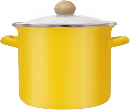 Olla de sopa esmaltada  Olla de sopa con tapa de vidrio, olla de estofado de ánfora gruesa, olla de sopa de estilo nórdico, puede cocinar fideos,