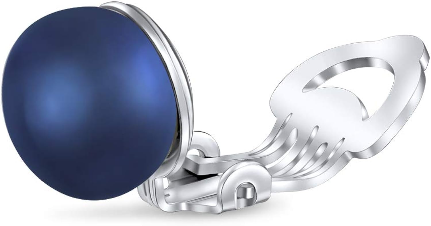 Button Style Freshwater Cultured Pearl Clip On Ball Stud Earrings For Women Sterling Silver Non Pierced Ears More Colors