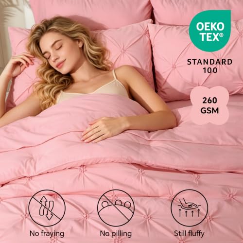 Image of BEDELITE Twin Comforter Set Ruffle-Pink,Lightweight & Soft Comforter