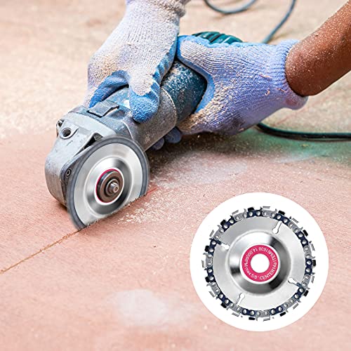 Newwiee 8 Pcs 5/8 Inch Wood Carving Chain Disc 4 Inch 22 Teeth Saw Blade Grinder Wood Carving Disc for 4 Inch/ 4-1/2 Inch Angle Grinder Grinding Shaping Attachment Chainsaw Grinder Wheel - Thumbnail 4