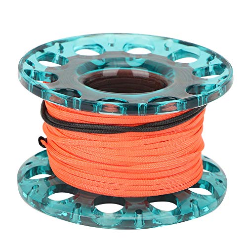 Diving Finger Spool, 30m Dive Reel with Line and Double Ended Snap Clip, Lightweight and Sturdy Design, ExtendedLength Orange Line, Versatile Diving Gear, Compact (Blue Wheel)