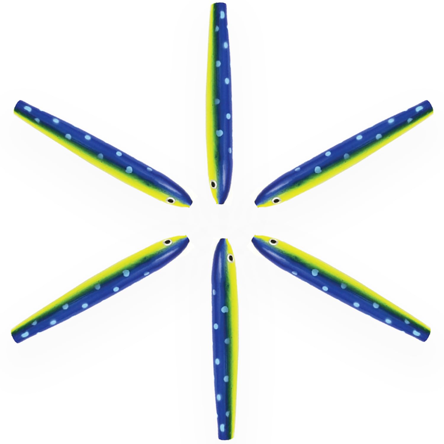 4" Cedar Plugs for Saltwater Fishing, 6 Pcs Dorado Color Unrigged, for Tuna Trolling, Includes Lure Bag, Ideal for Offshore Fishing