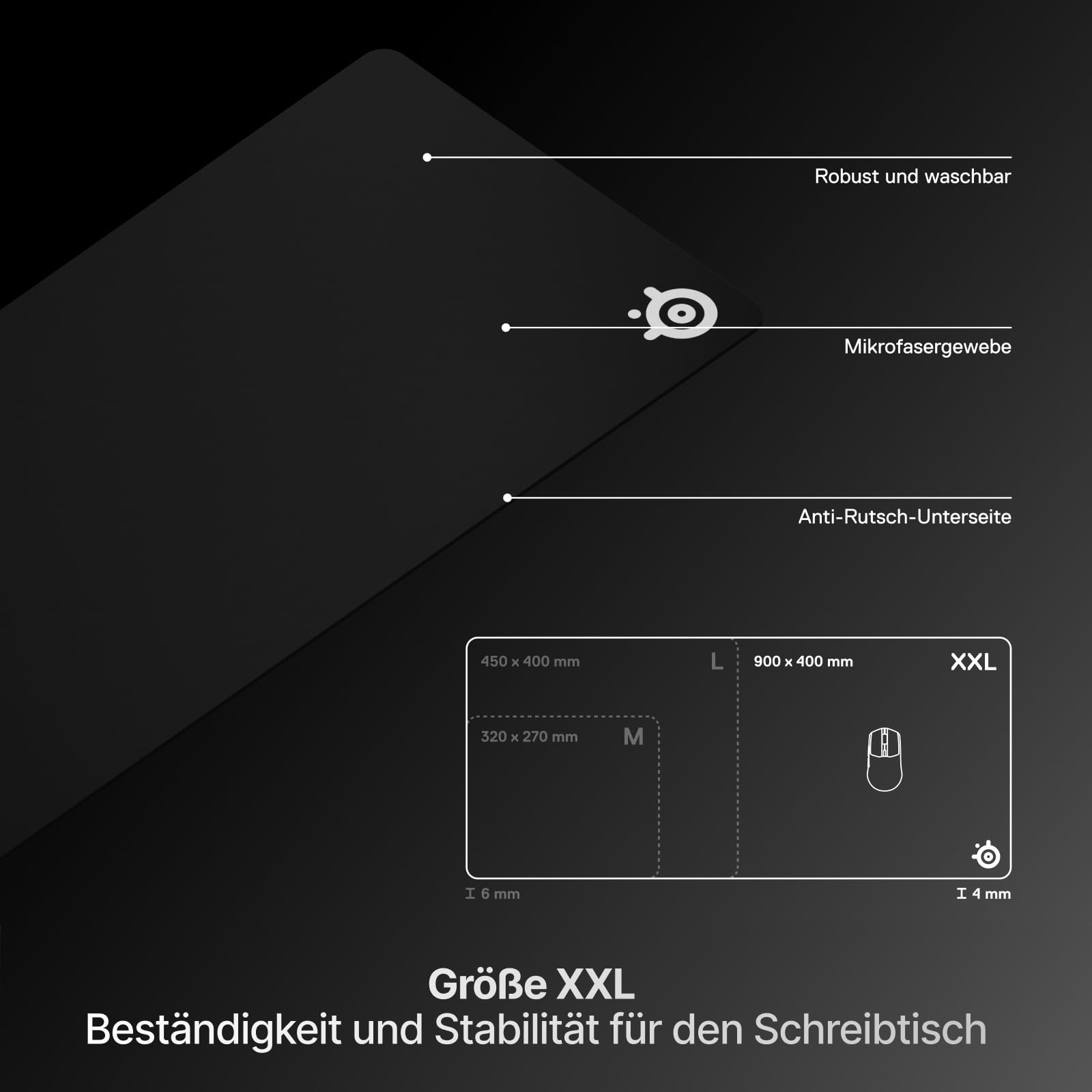 SteelSeries QcK Gaming-Mauspad, XXL dicker Stoff, geeignet für Schreibtische