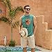 Mens Summer Beach Tank Top Hawaiian Palm Tree Print Sleeveless Muscle Basic Tee Vacation Tops Blue