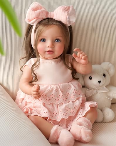 BABESIDE Lifelike Reborn Baby Dolls Dara - 20 Inch Realistic-Newborn Baby Doll Brown Hair Girl Handmade Real Life Toddler Dolls with Clothes and Toy Accessories Gift for Kids Age 3+
