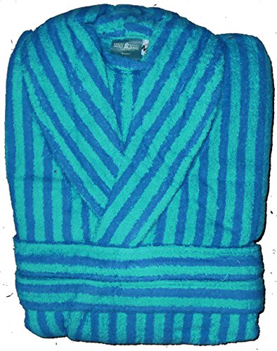 KH-Haushaltshandel Frottier Bademantel grün blau, Gr. M, 100% Baumwolle, Frottee, Morgenmantel für Damen oder Herren (M) Cover